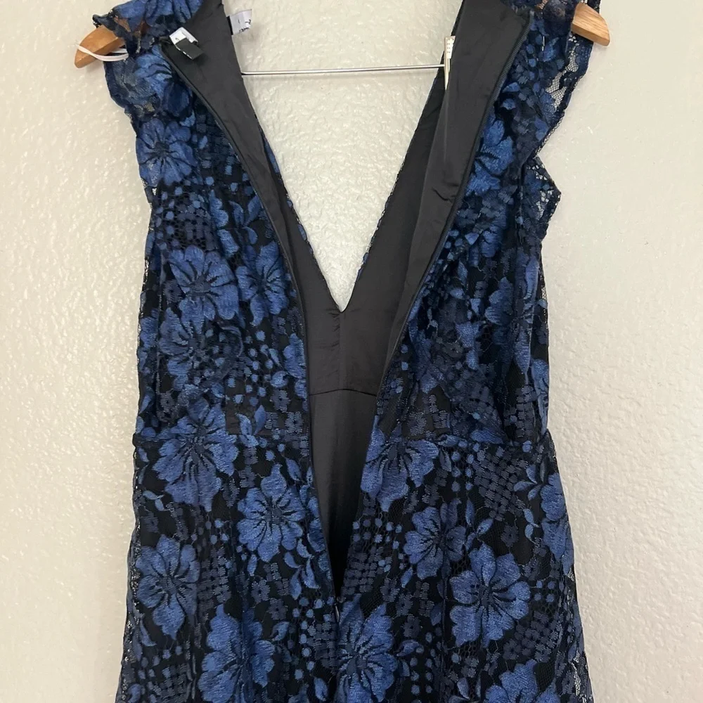 Molinetto Navy Blue Lace Ruffled Tiered Sleeveless Maxi Dress - Picture 9 of 9